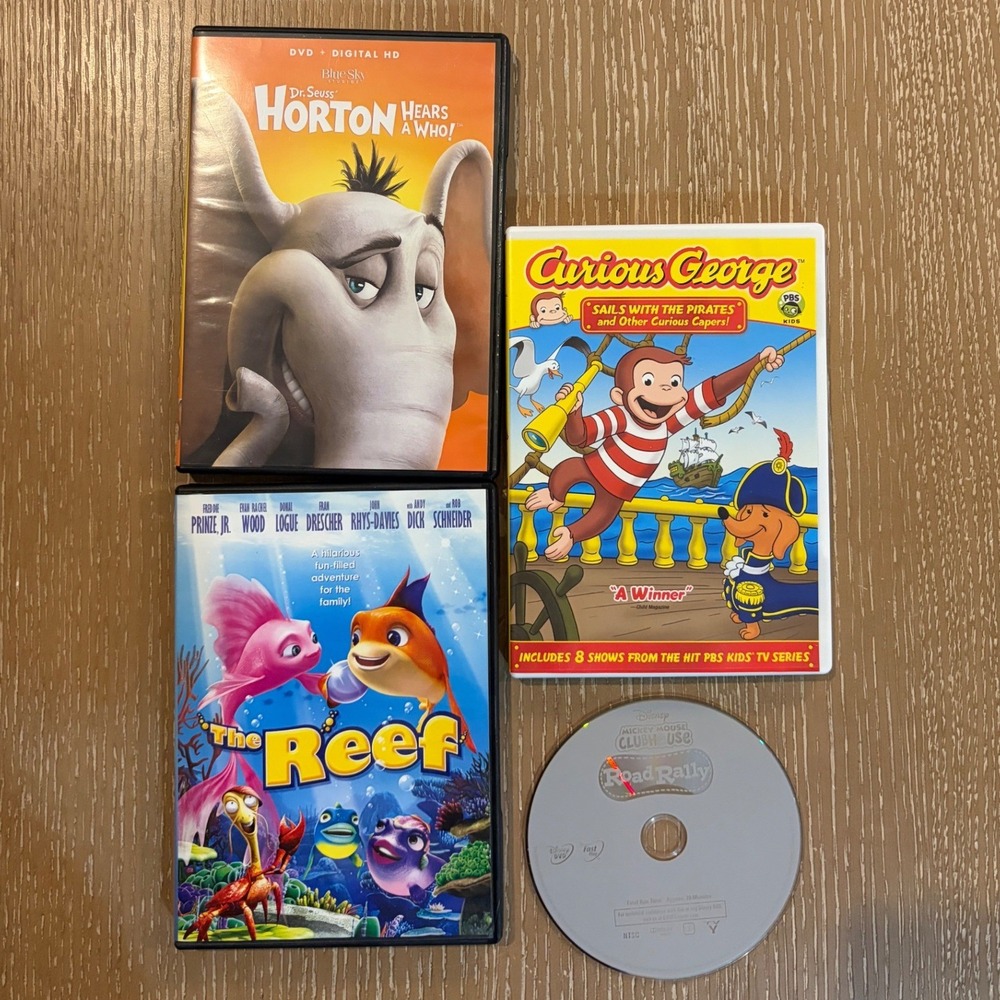 Kids DVD Lot Horton Hears a Who Curious George The Reef Mickey Mouse Clubhouse